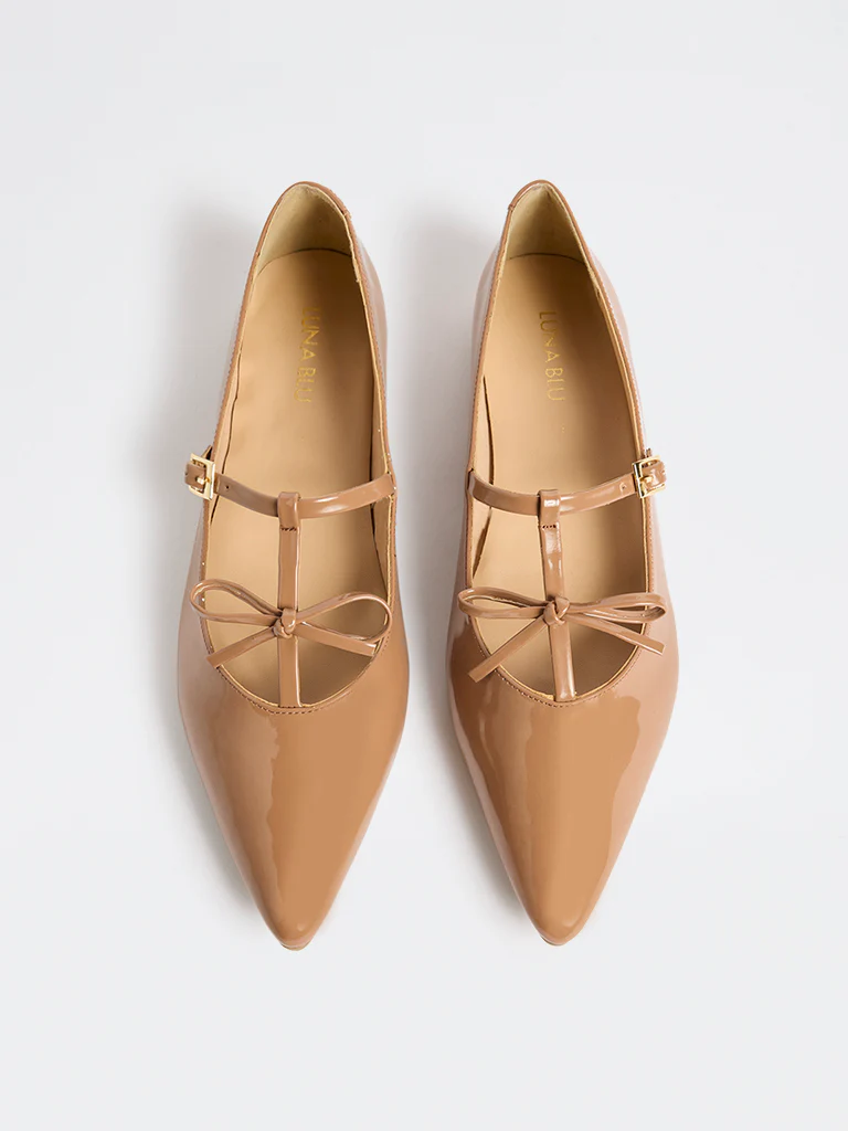 LUNA BLU Tan Bow-Detailed Mary Jane Shoes - Image 2