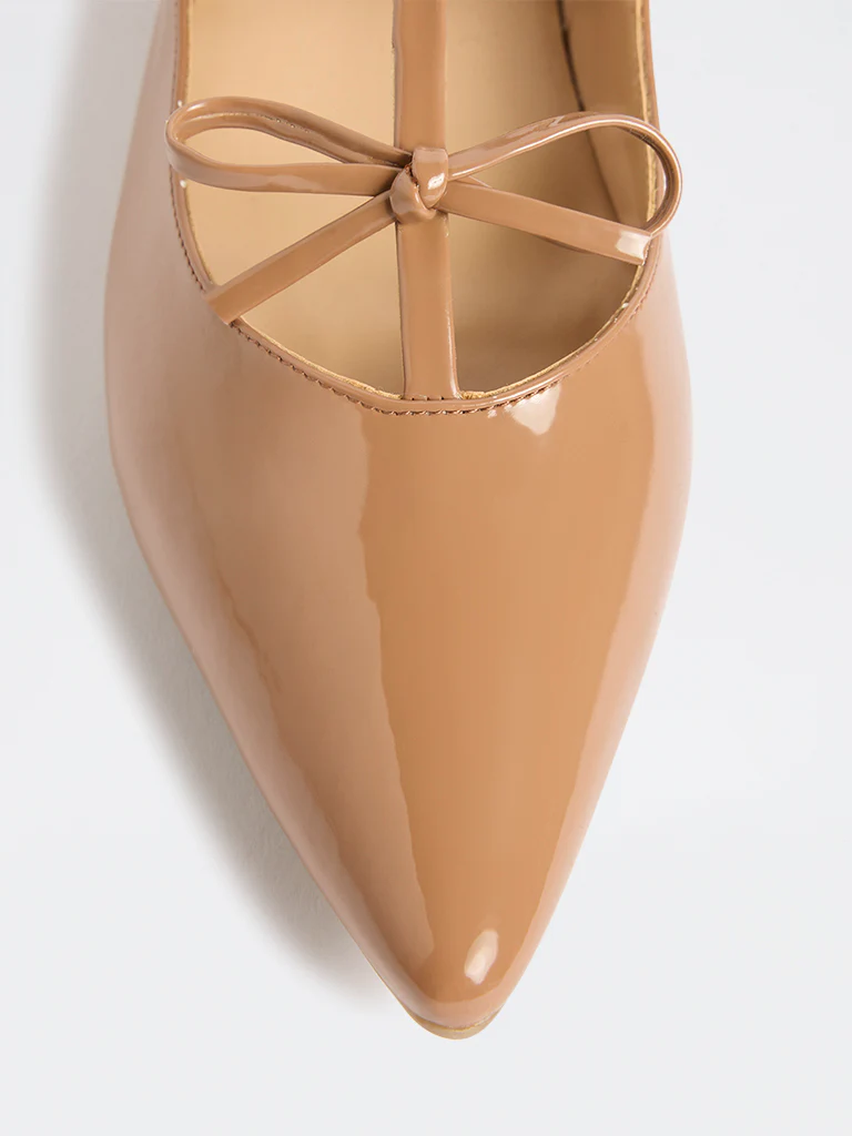 LUNA BLU Tan Bow-Detailed Mary Jane Shoes - Image 3
