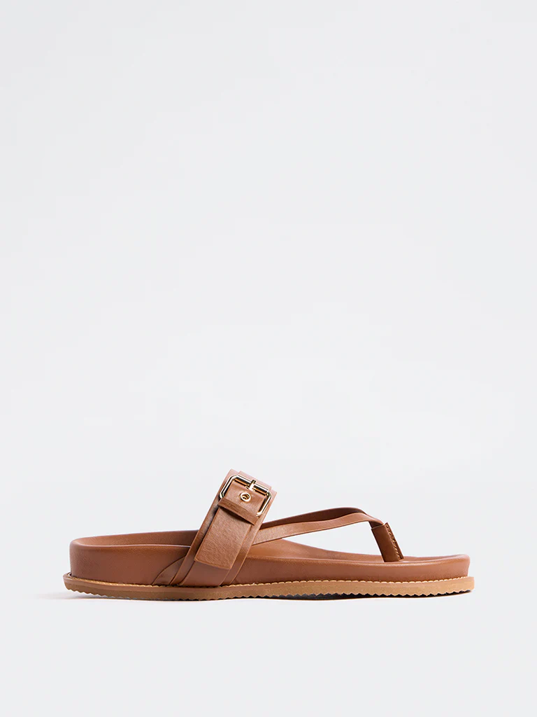 LUNA BLU Tan Buckle-Detail Sandals - Image 2