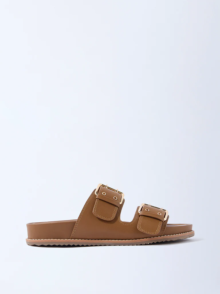 LUNA BLU Tan Buckle-Detailed Comfort Sandals - Exclusive - Image 2