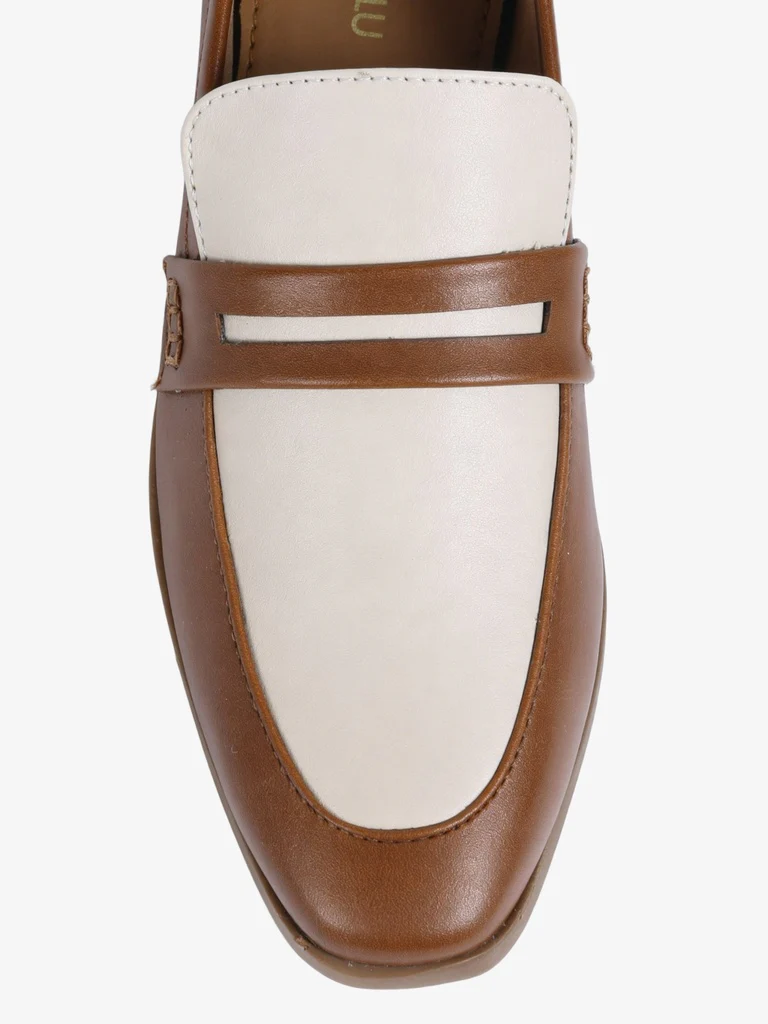 LUNA BLU Tan Color-Blocked Saddle Loafers - Image 2