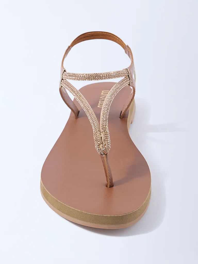 LUNA BLU Tan Diamante Embellished Slingback Sandals - Exclusive - Image 3