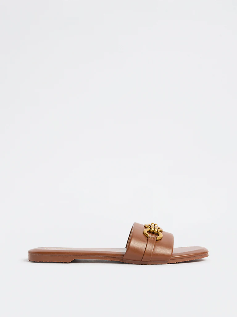 LUNA BLU Tan Hardware-Detailed Slides - Image 2