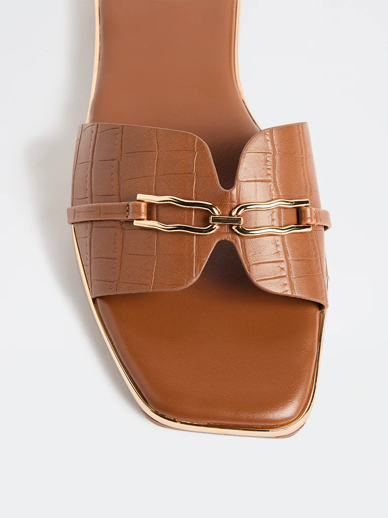 LUNA BLU Tan Hardware-Detailed Slides - Image 4