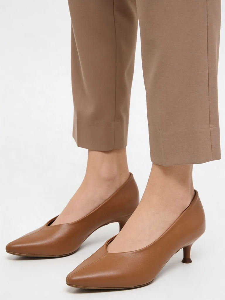 LUNA BLU Tan Kitten Heel Pump Shoes - Image 2