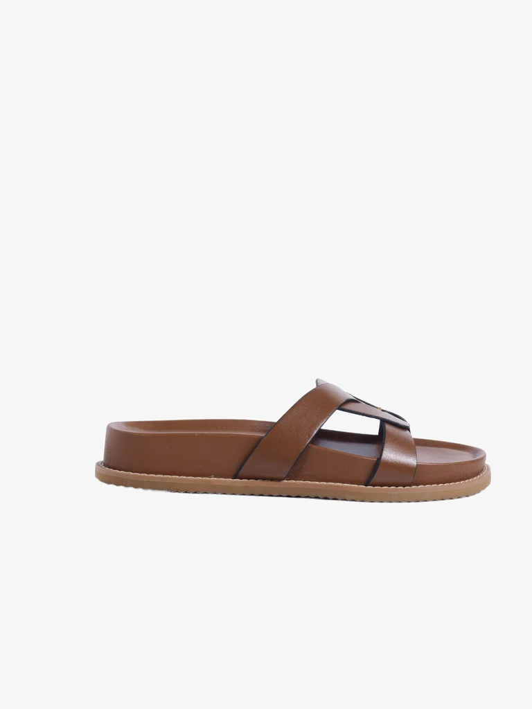 LUNA BLU Tan Lock-Pattern Sandals - Image 4