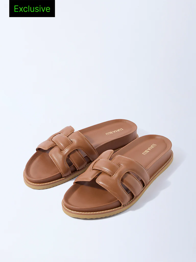 LUNA BLU Tan Multi-Strap Comfort Sandals - Exclusive