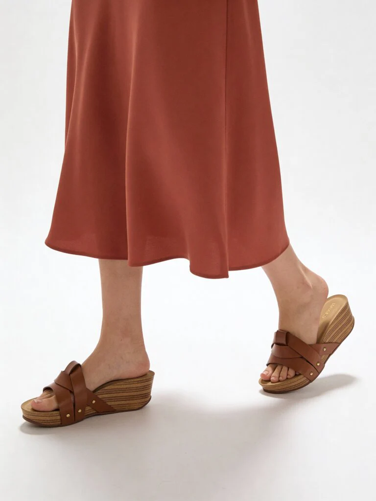 LUNA BLU Tan Multi-Strap Wedge Sandals