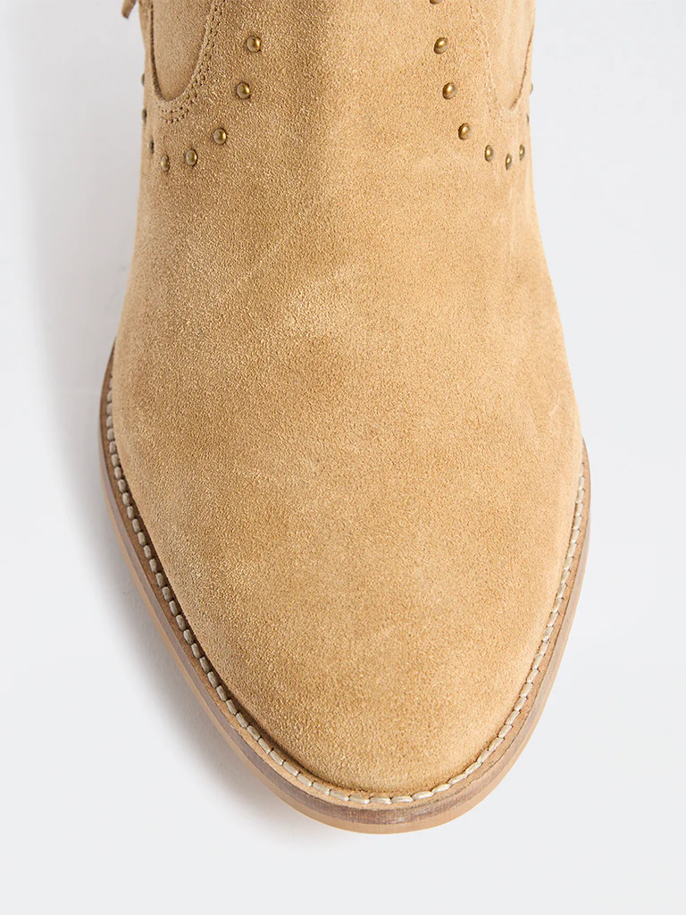 LUNA BLU Tan Studded Suede Boots - Image 3