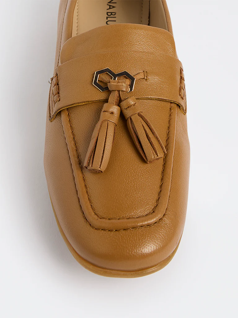 LUNA BLU Tan Tassel-Detailed Loafers - Image 3