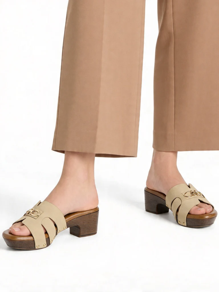 LUNA BLU Taupe Hardware-Detailed Platform-Heel Sandals