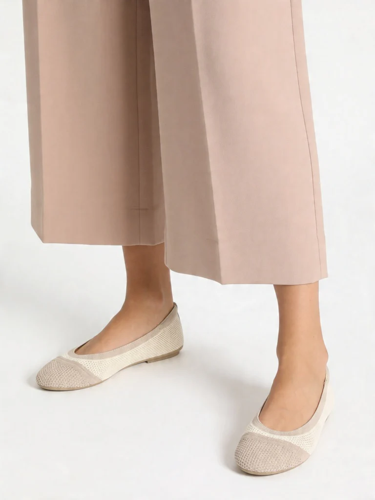 LUNA BLU Taupe Knit-Textured Ballerinas