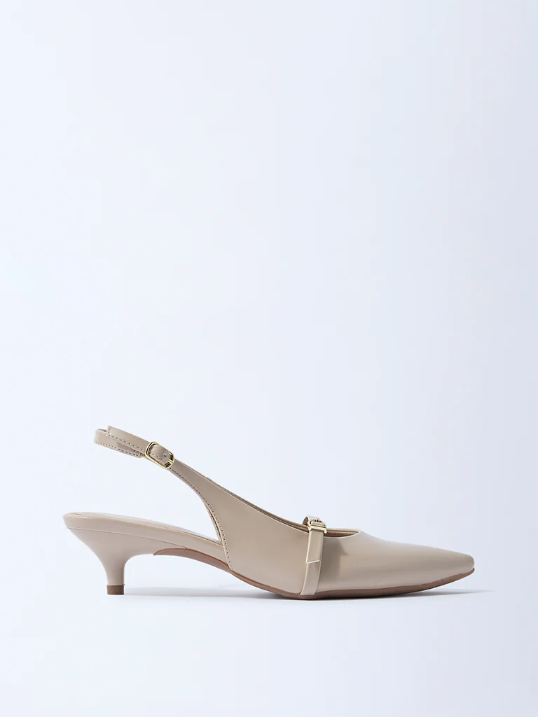 LUNA BLU Taupe Slingback Heel Mules