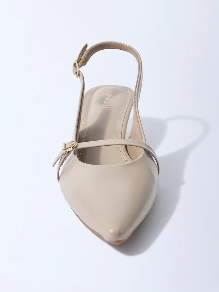 LUNA BLU Taupe Slingback Heel Mules - Image 3