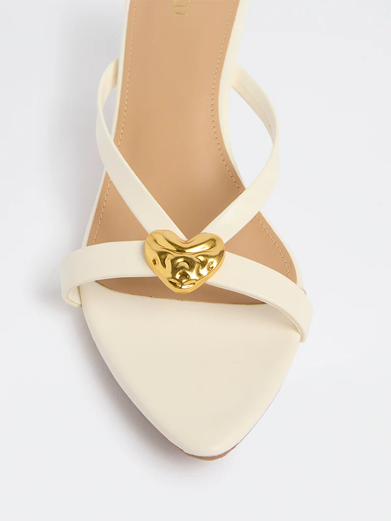 LUNA BLU White Heart-Detailed Heel-Sandals - Image 3