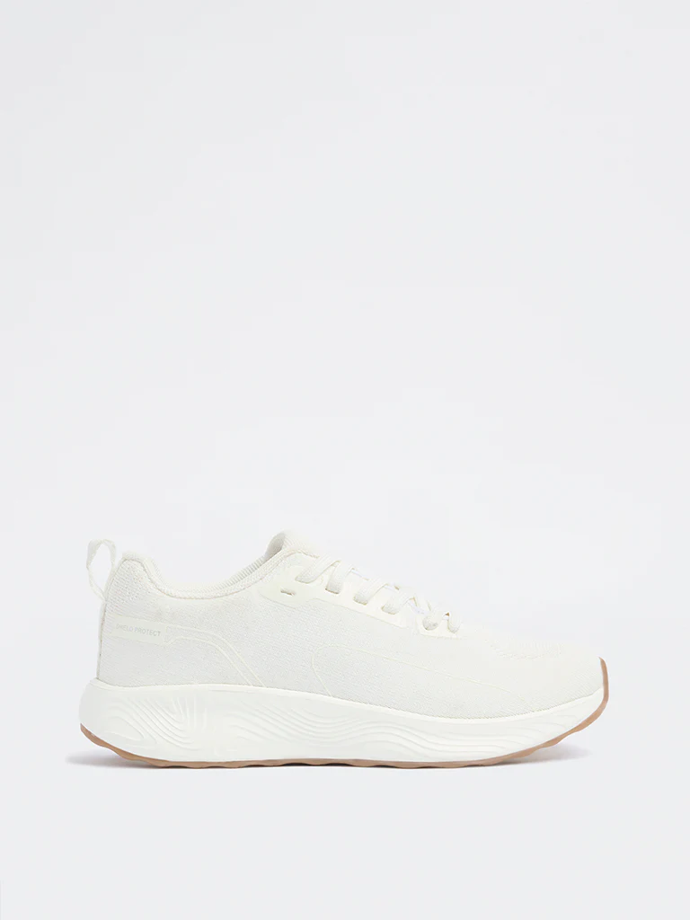 LUNA BLU White Knit-Textured Lace-Up Sneakers - Image 2