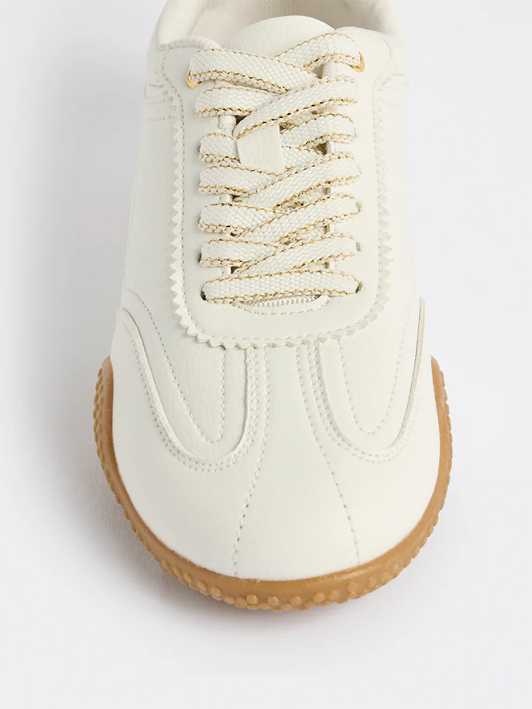 LUNA BLU White Lace-Up Trainer Sneakers - Image 4