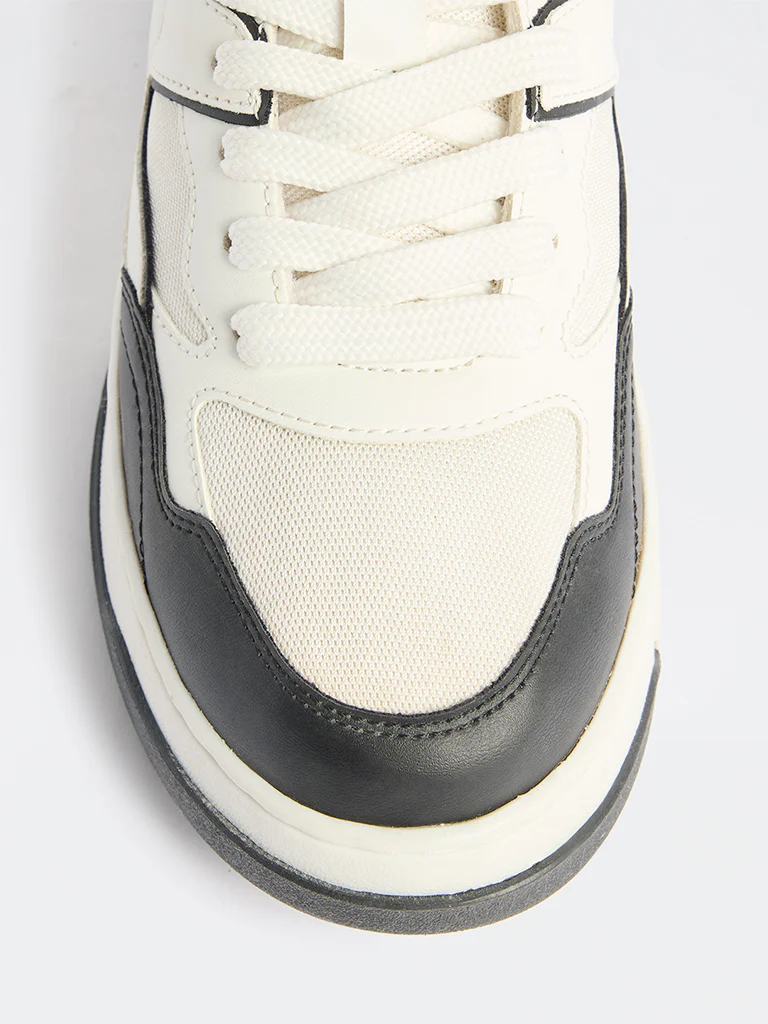 LUNA BLU White Mesh-Detailed Lace-Up Sneakers - Image 4
