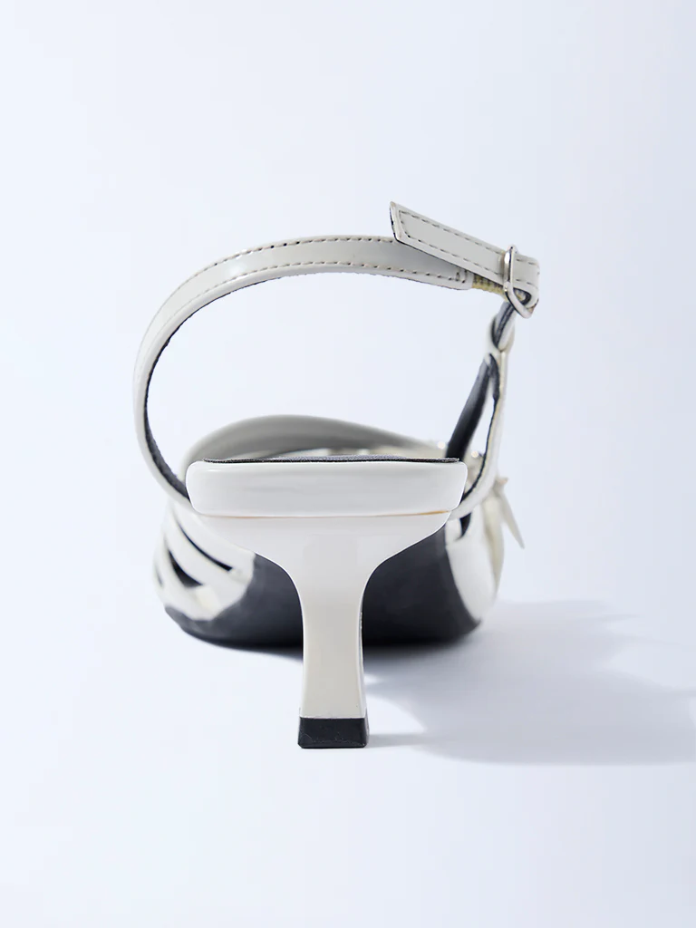LUNA BLU White Multi-Strap Slingback Heel Mules - Image 3