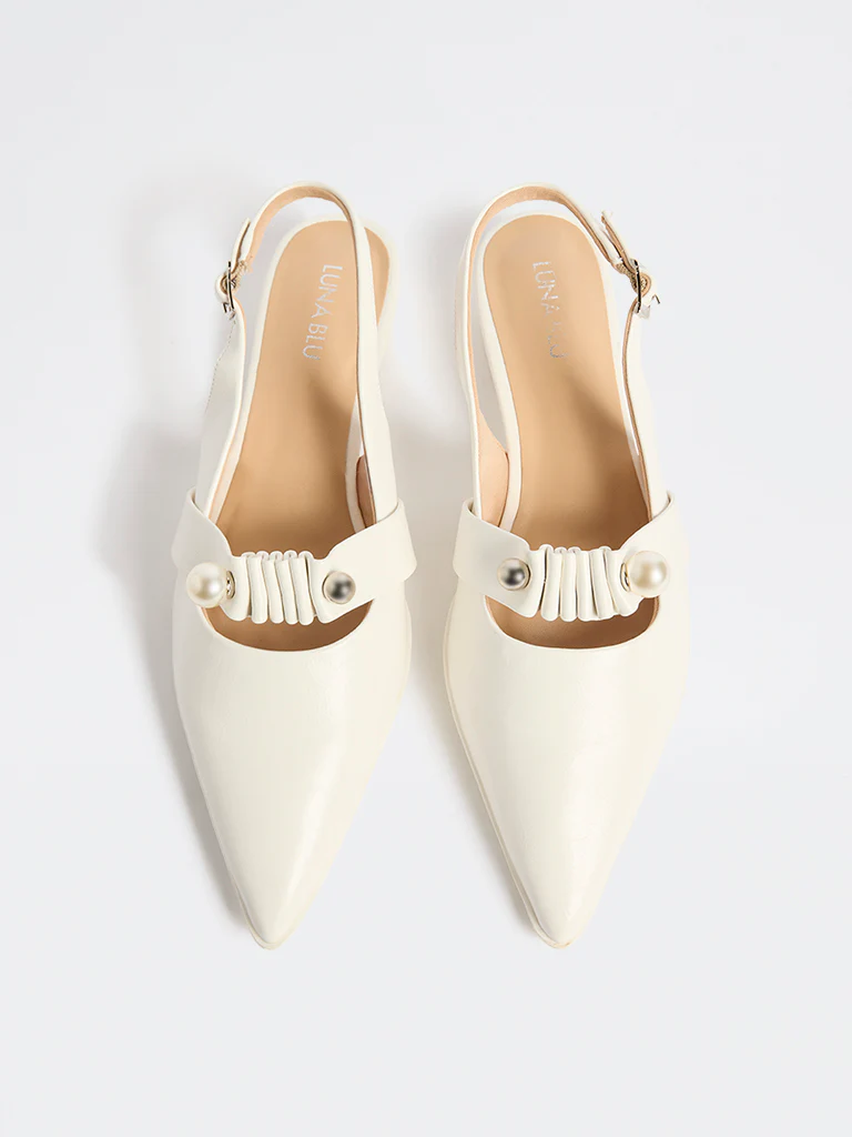 LUNA BLU White Pointed-Toe Slingback Mules - Image 2