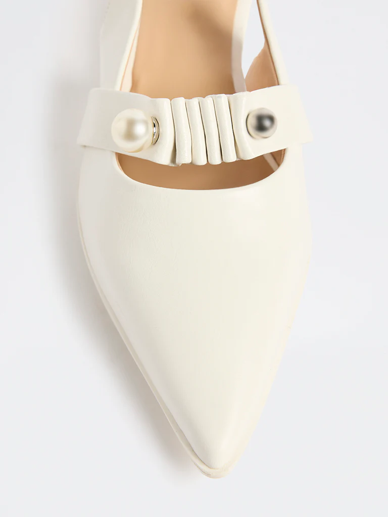LUNA BLU White Pointed-Toe Slingback Mules - Image 3