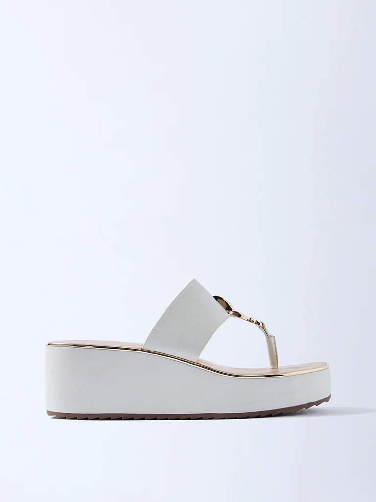 LUNA BLU White Wedge-Heel Sandals