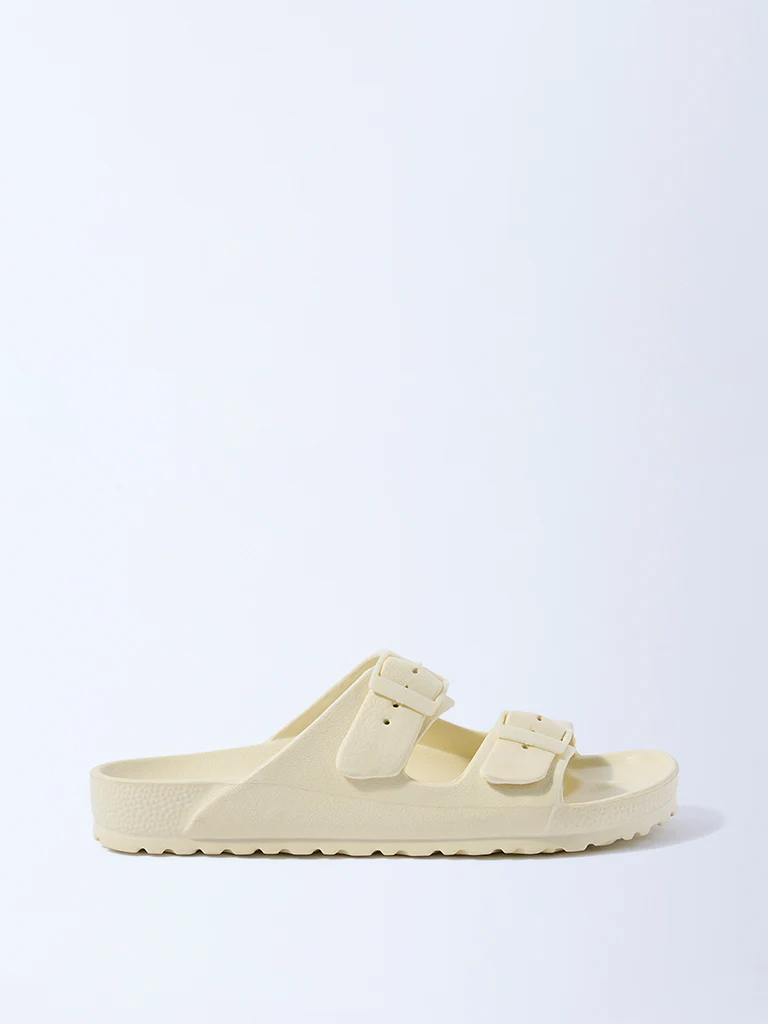 LUNA BLU Yellow Dual-Strap Slip-On Sandals