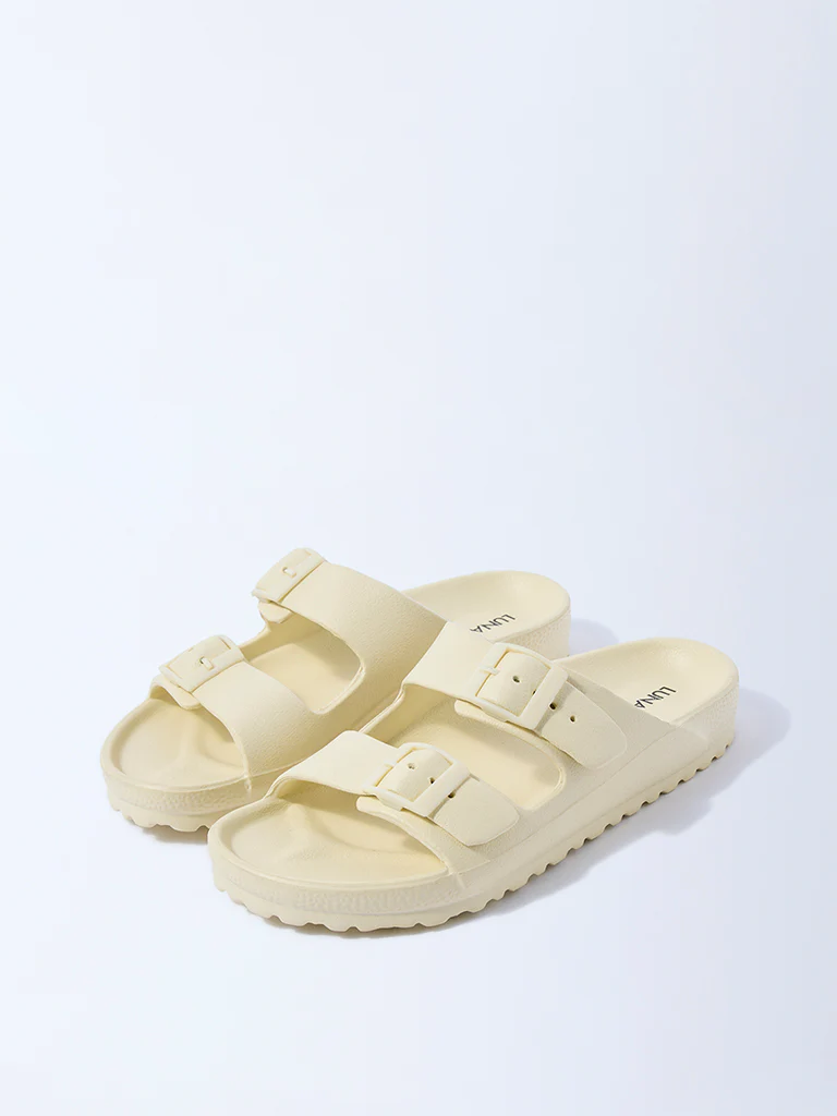 LUNA BLU Yellow Dual-Strap Slip-On Sandals - Image 2
