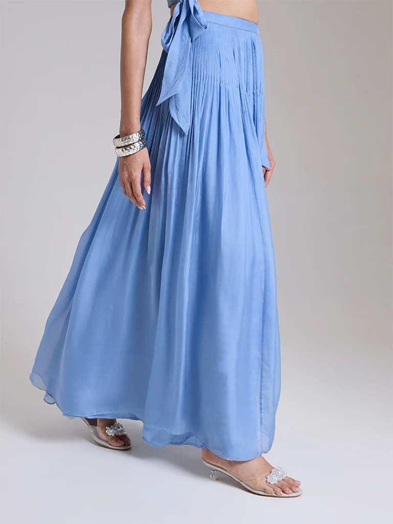 Maxi Pleated Skirt - Blue