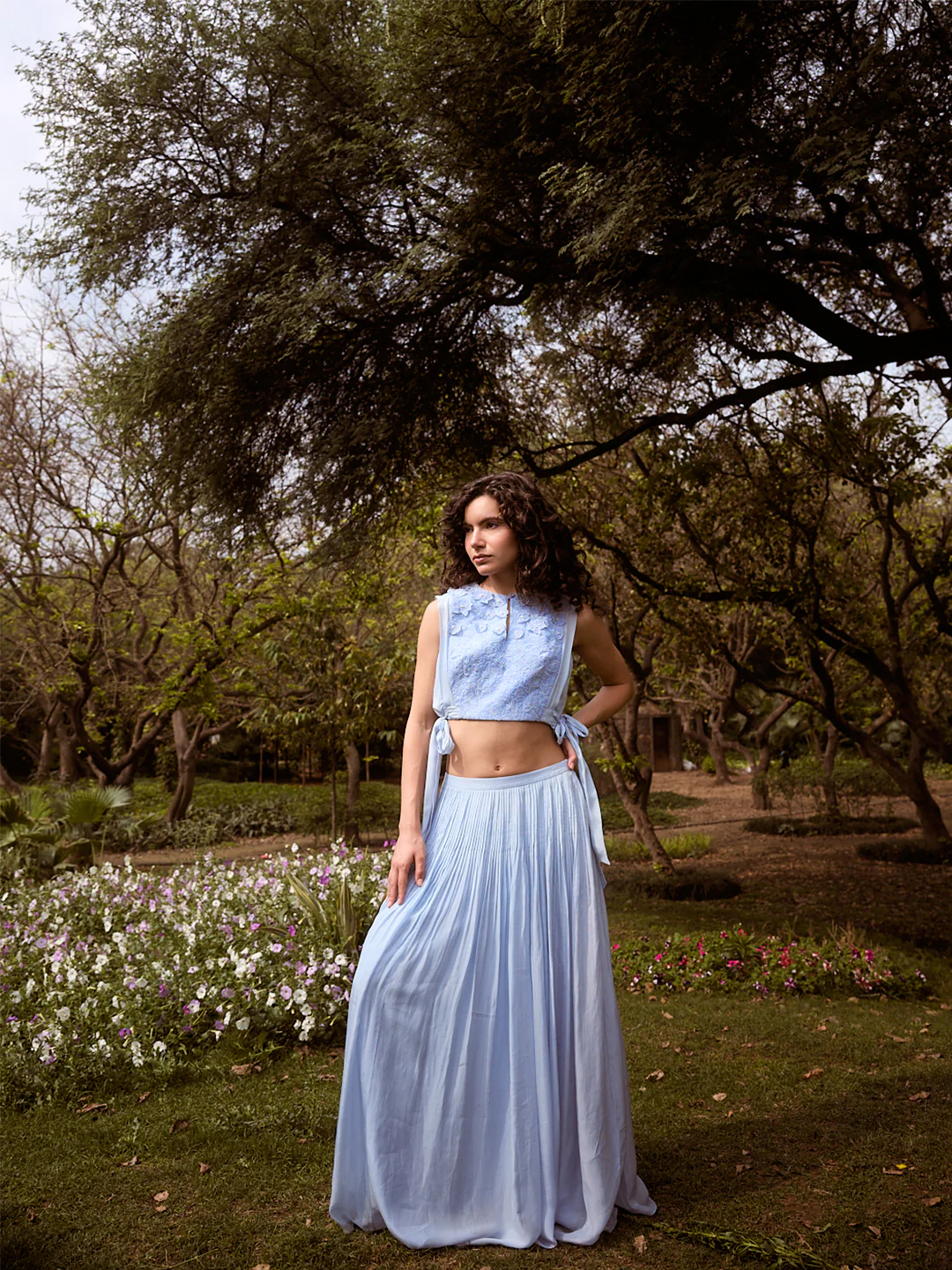 Maxi Pleated Skirt - Blue - Image 5