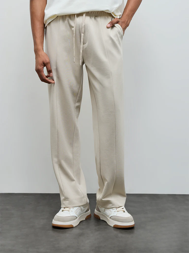 Nuoflexx Beige Relaxed-Fit Mid-Rise Pants - Image 3