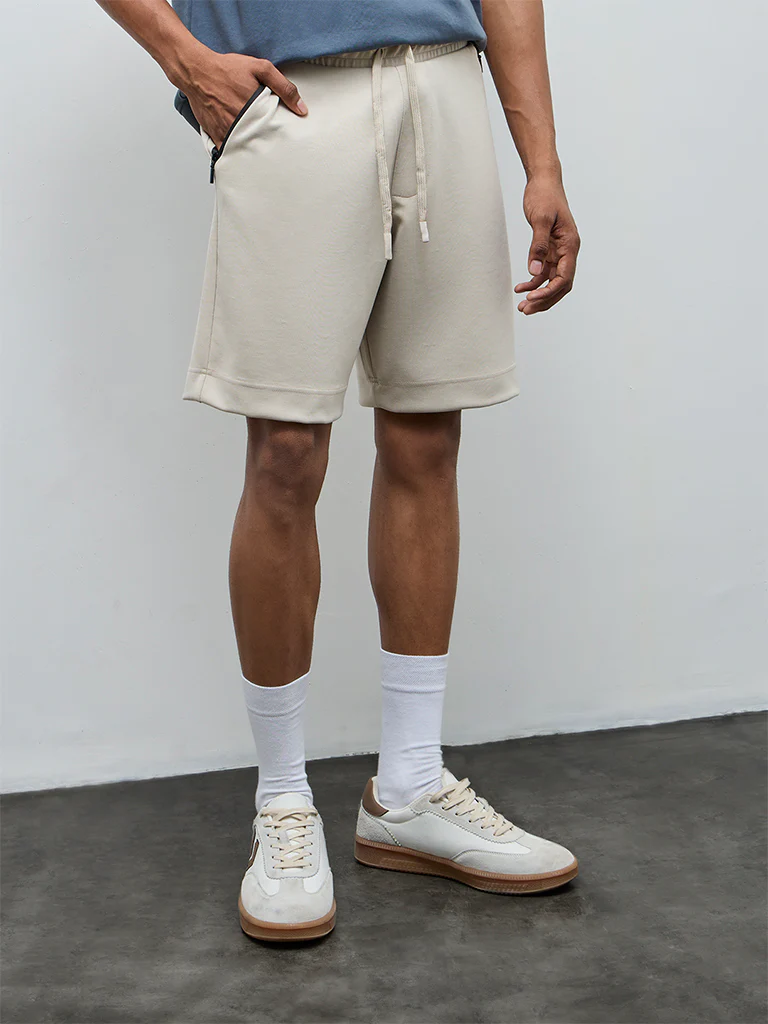 Nuoflexx Beige Relaxed-Fit Mid-Rise Shorts - Image 2