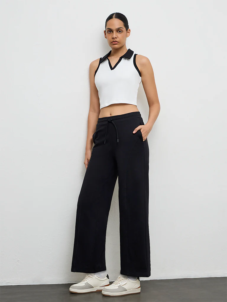 Nuoflexx Black High-Rise Cotton Pants