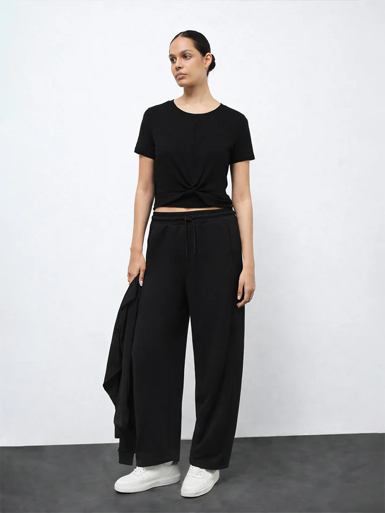 Nuoflexx Black Knot-Detailed Cotton-Blend T-Shirt - Image 2