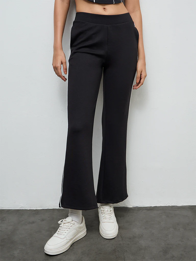 Nuoflexx Black Pipeline Detail High-Rise Track Pants - Image 2