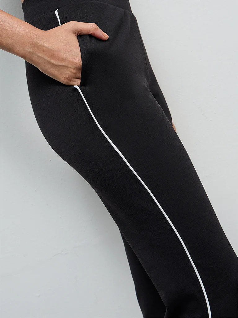Nuoflexx Black Pipeline Detail High-Rise Track Pants - Image 3