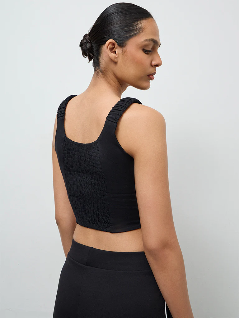 Nuoflexx Black Pipeline-Detailed Cotton-Blend Top - Image 4