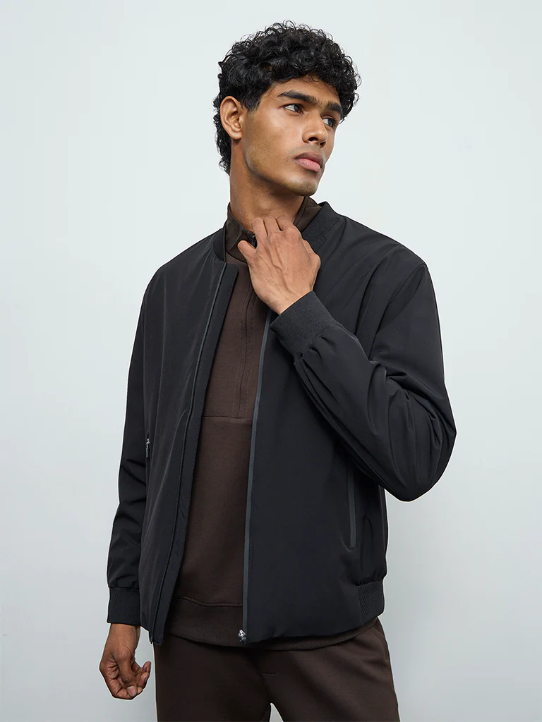 Nuoflexx Black Relaxed-Fit Bomber Jacket