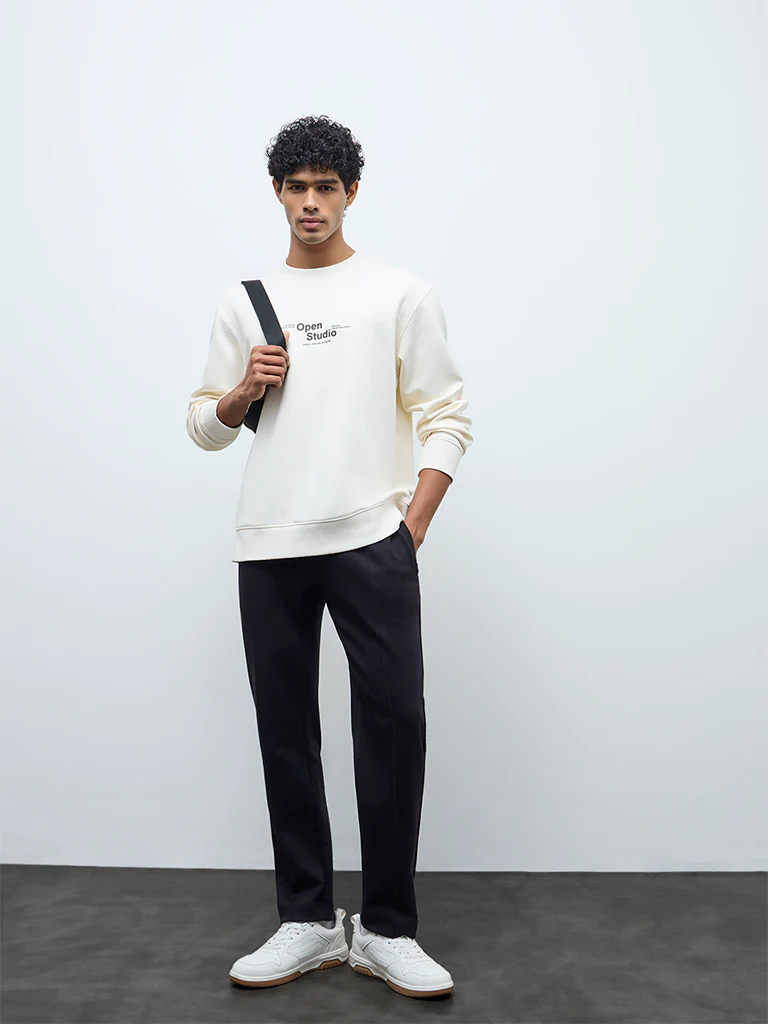 Nuoflexx Black Relaxed-Fit Mid-Rise Cotton-Blend Track Pants