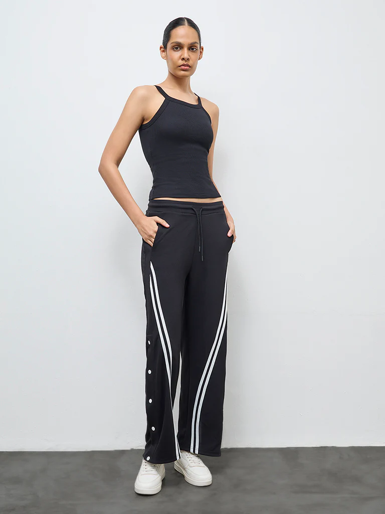 Nuoflexx Black Ribbed Cotton-Blend Tank Top - Image 2
