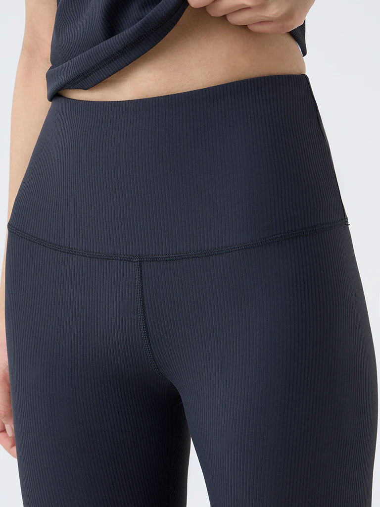 Nuoflexx Black Ribbed-Textured High-Rise Leggings - Image 3