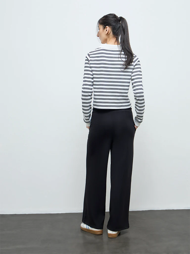 Nuoflexx Black Solid High-Rise Track Pants - Image 4