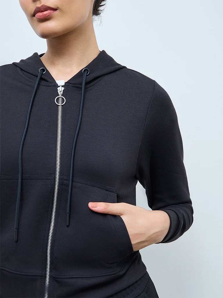Nuoflexx Black Solid Hooded Jacket - Image 3