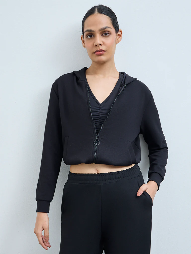 Nuoflexx Black Solid Hooded Jacket