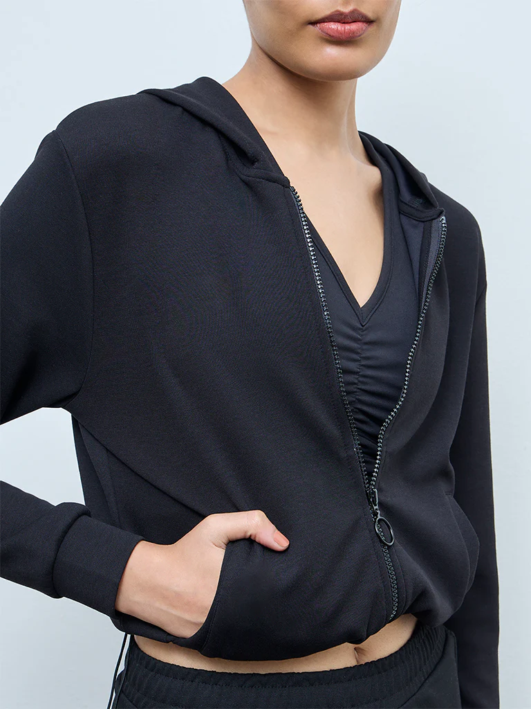 Nuoflexx Black Solid Hooded Jacket - Image 3