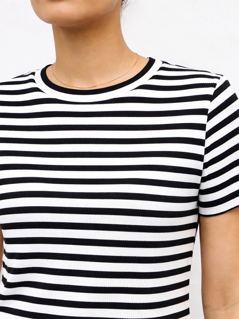 Nuoflexx Black Striped Cotton-Blend T-Shirt - Image 3