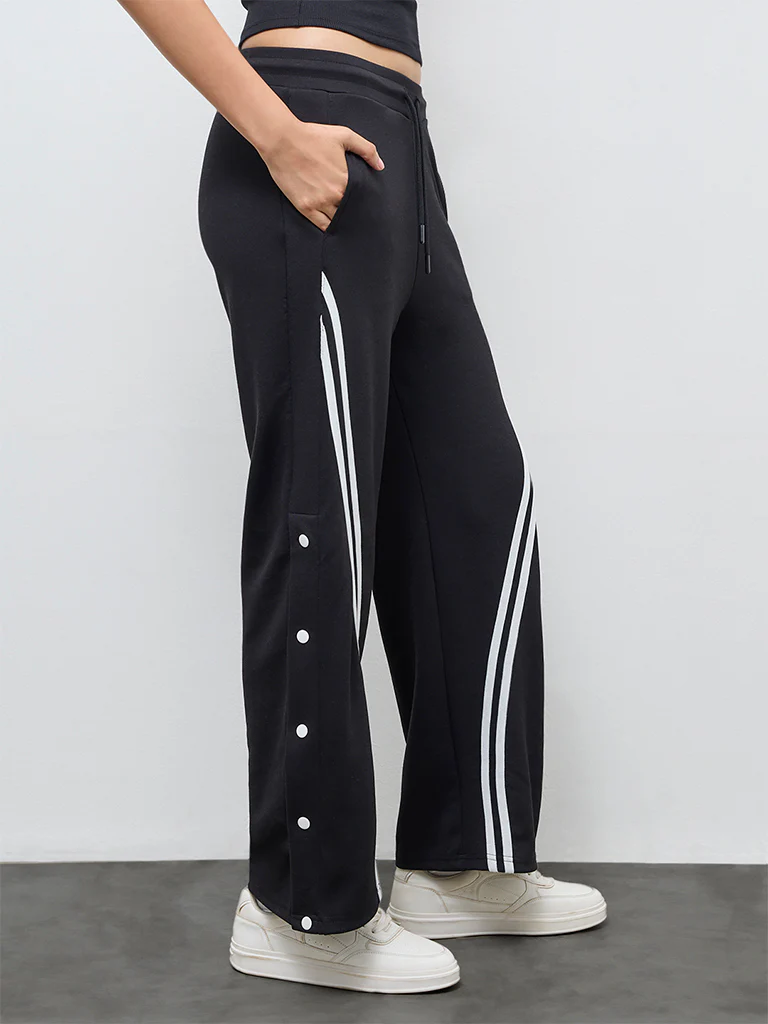Nuoflexx Black Striped High-Rise Pants - Image 2