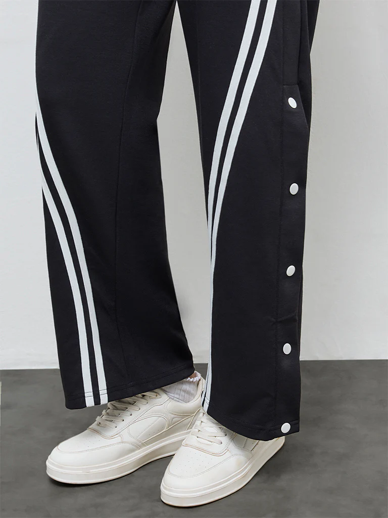 Nuoflexx Black Striped High-Rise Pants - Image 3