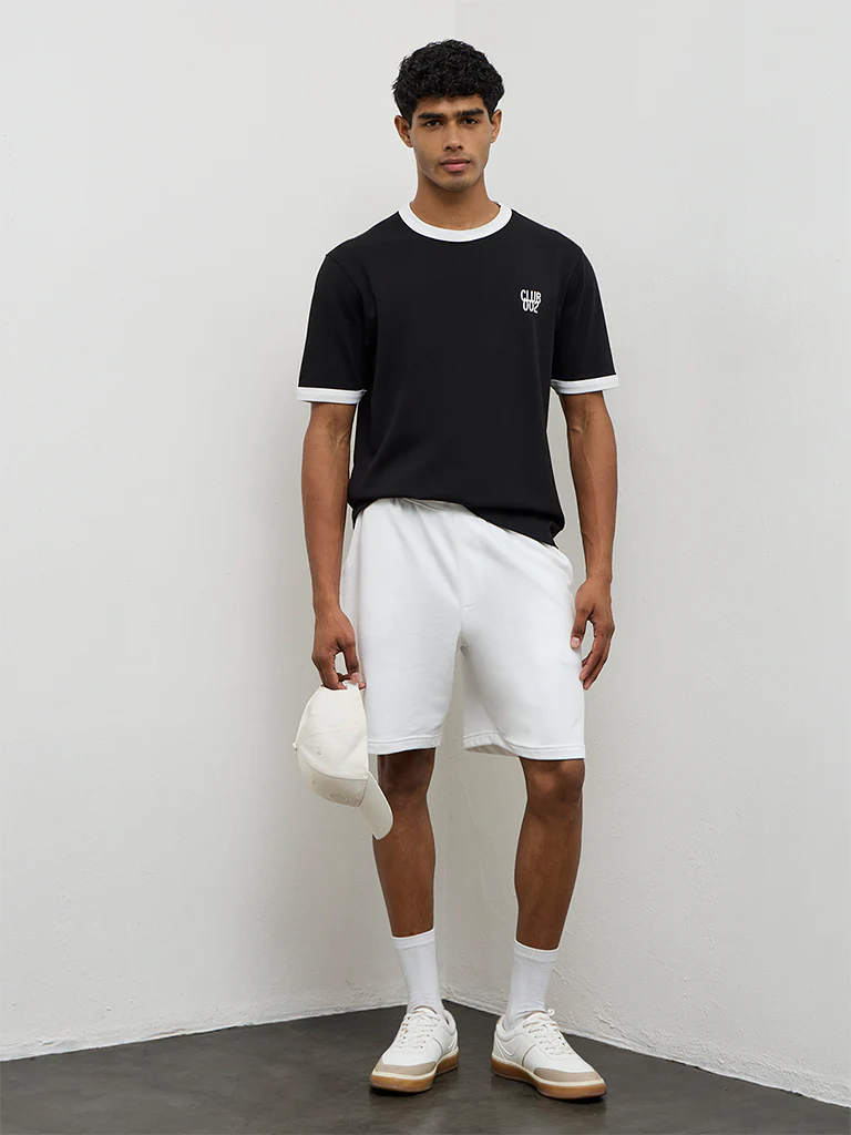 Nuoflexx Black Text-Printed Relaxed-Fit Cotton-Blend T-Shirt - Image 2