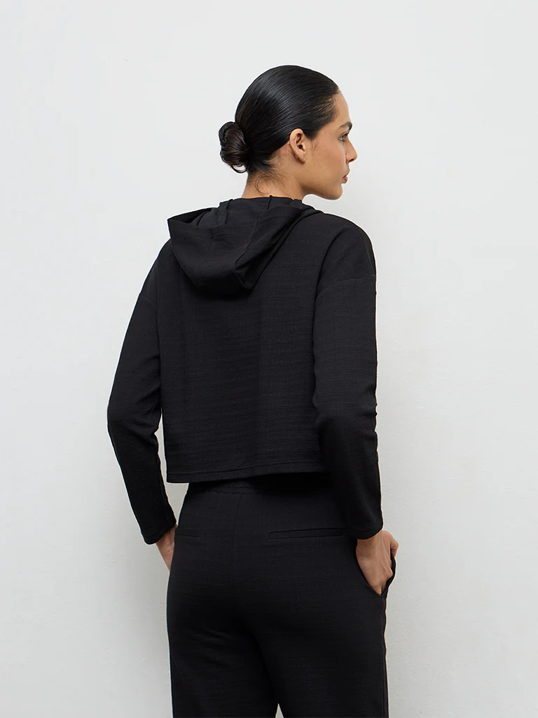 Nuoflexx Black Textured Hooded Jacket - Image 4
